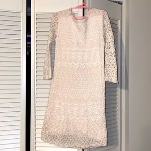 Girls off white metallic sweater dress